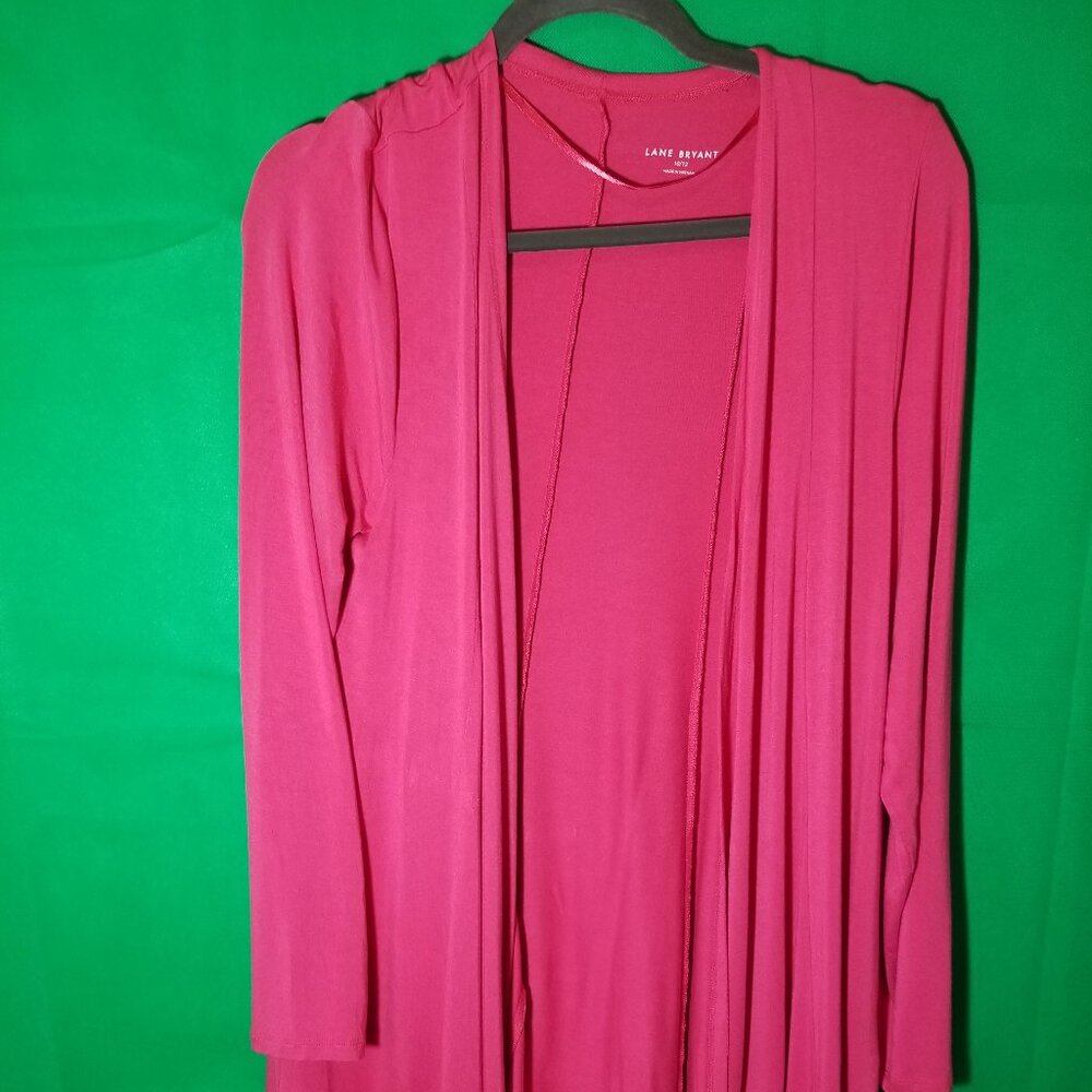Lane‎ Bryant Women's Draped Coral Open Shrug Cardigan Size 10/12 Party Office